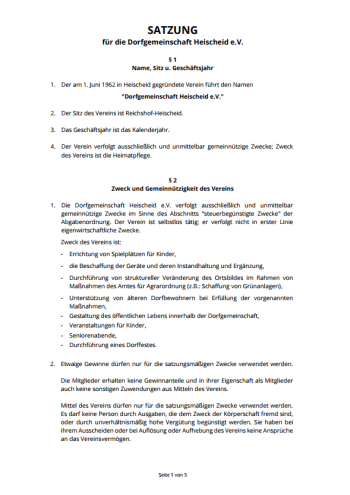 Unsere Vereinssatzung Unsere Vereinssatzung